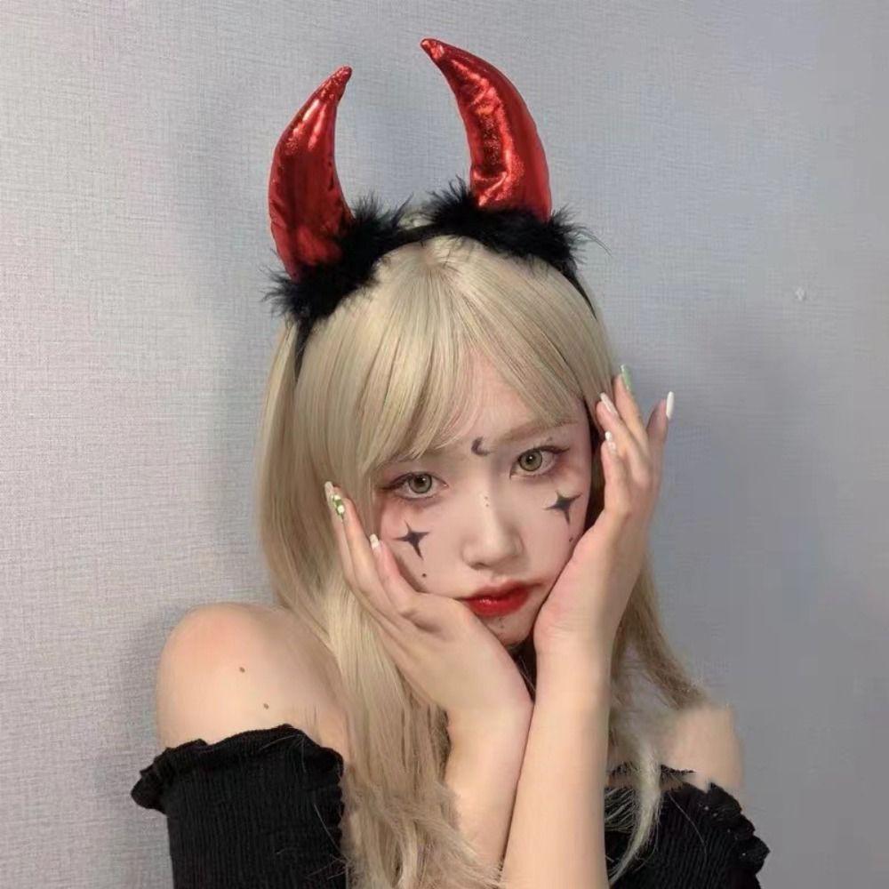 Decorations Devil Horns Headband Costume Glitter Headband Trendy Halloween Hair Band  Children