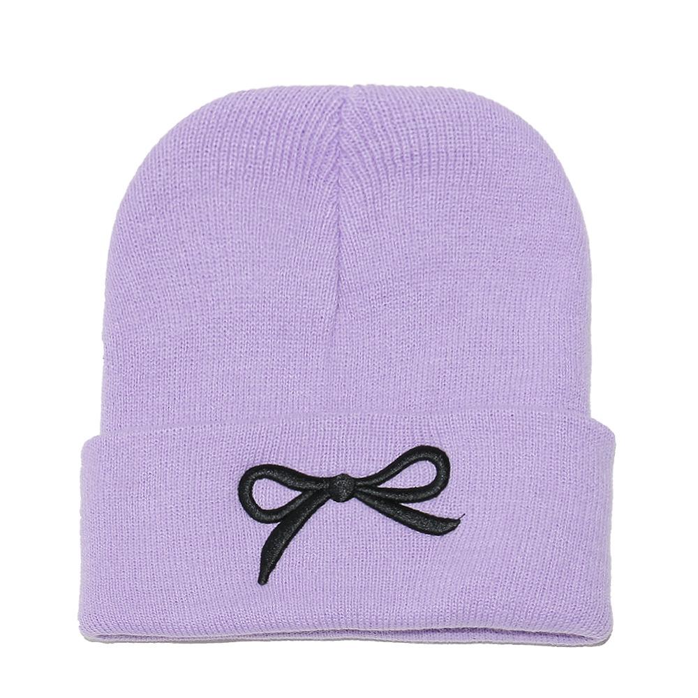 2025 autumn and winter new knitted hat children's trend versatile cold hat Korean version outdoor bow wool hat