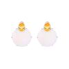 Luxenter Earrings In 925 Sterling Silver and White Mother-of-pearl 18k Yellow Gold finish-Mubi