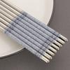 5 pares de palillos chinos de acero inoxidable elegantes antideslizantes con diseño de porcelana para comida