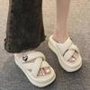 Height-increasing platform slippers women's summer wear, stepping on shit feeling super fire beach sandals non-slip bath muffin fashion sandals
