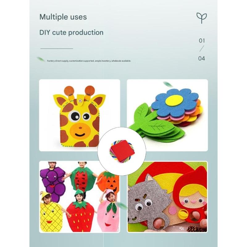 Felt Sheets in 40 Random Hues Designs for Preschool Art Projects Safe Fabric for Kids Handcraft and Simple Shaping