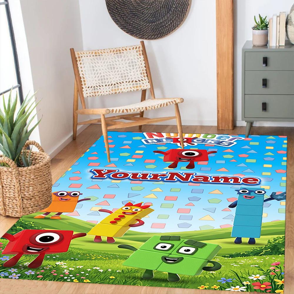 Numberblocks Personalized Name Floor Rug Office Rug Perfect for Playrooms Entryway Game Room Study room Antislip Carpet Anime Office Decor