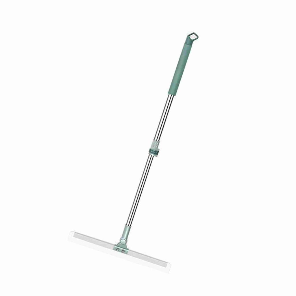Floor Squeegee Scrubber with Telescopic Pole, Adjustable Handle Silicone Blade Water Broom for Floor Tile Marble