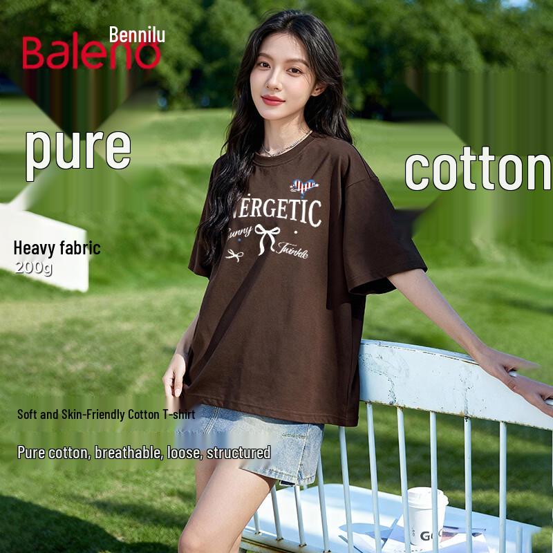Baleno Women s Pure Cotton Heart Letter T-Shirt S
