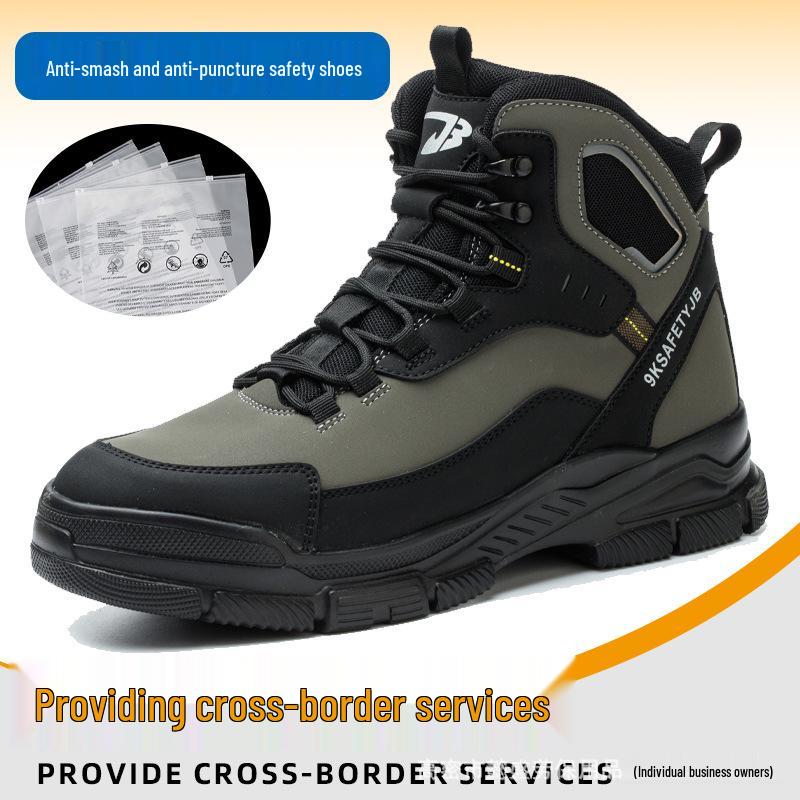 Men's Water-Resistant High-Top Boots with Ankle Support, Anti-Smash, Anti-Puncture, and Comfortable for Labor Protection.
