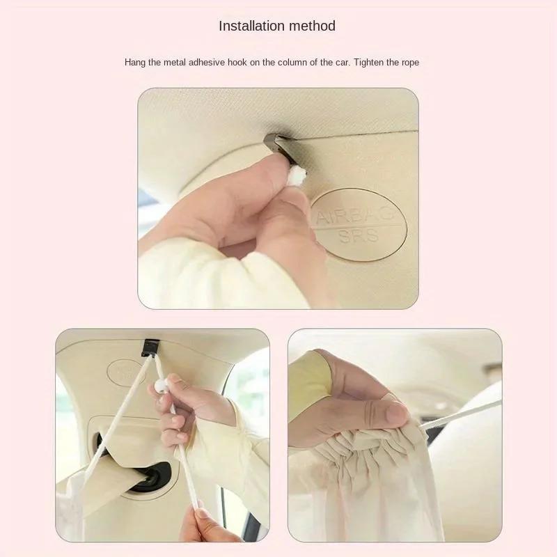 Car Partition Curtain Goddess Style Cute Cartoon Tulip Rear Privacy Curtain Hanging Summer Sun Protection Partition Accessories