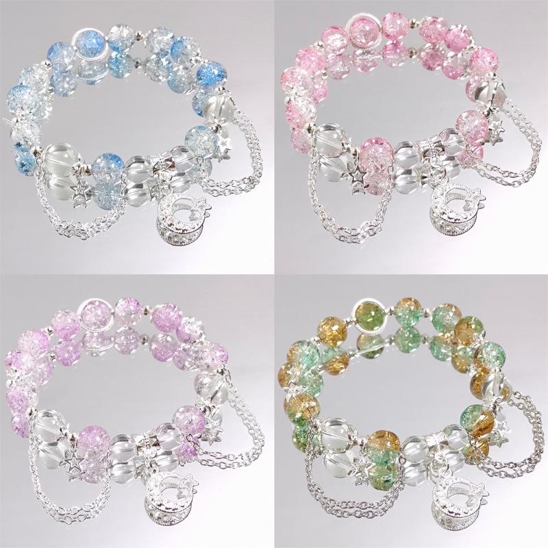 1Pc Sweet Crystal Moon Bracelet Women's Beaded Bracelet Niche Design Super Immortal Student Girlfriend Jewelry