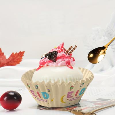 50pcs Oil Proof Paper Tray Party Dessert Supplies Food Safety Cupcake Liner Eid Mubarak