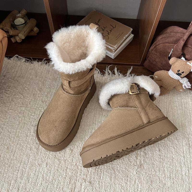 Internet celebrity fashion snow cotton boots small height increase short boots 2025 winter new velvet muffin thick-soled snow boots