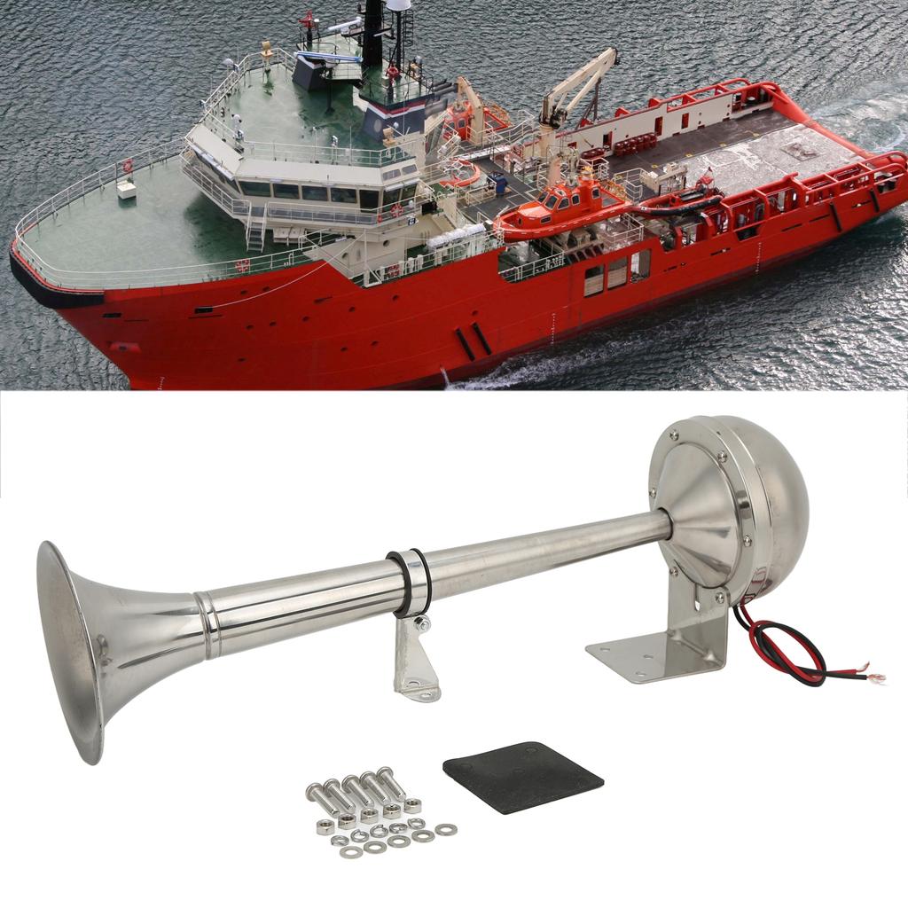 Loud Single Trumpet 328DB 12V 30W VXH1112MAR‑C Stainless Steel Universal Air Horn for Boats RVs Yachts