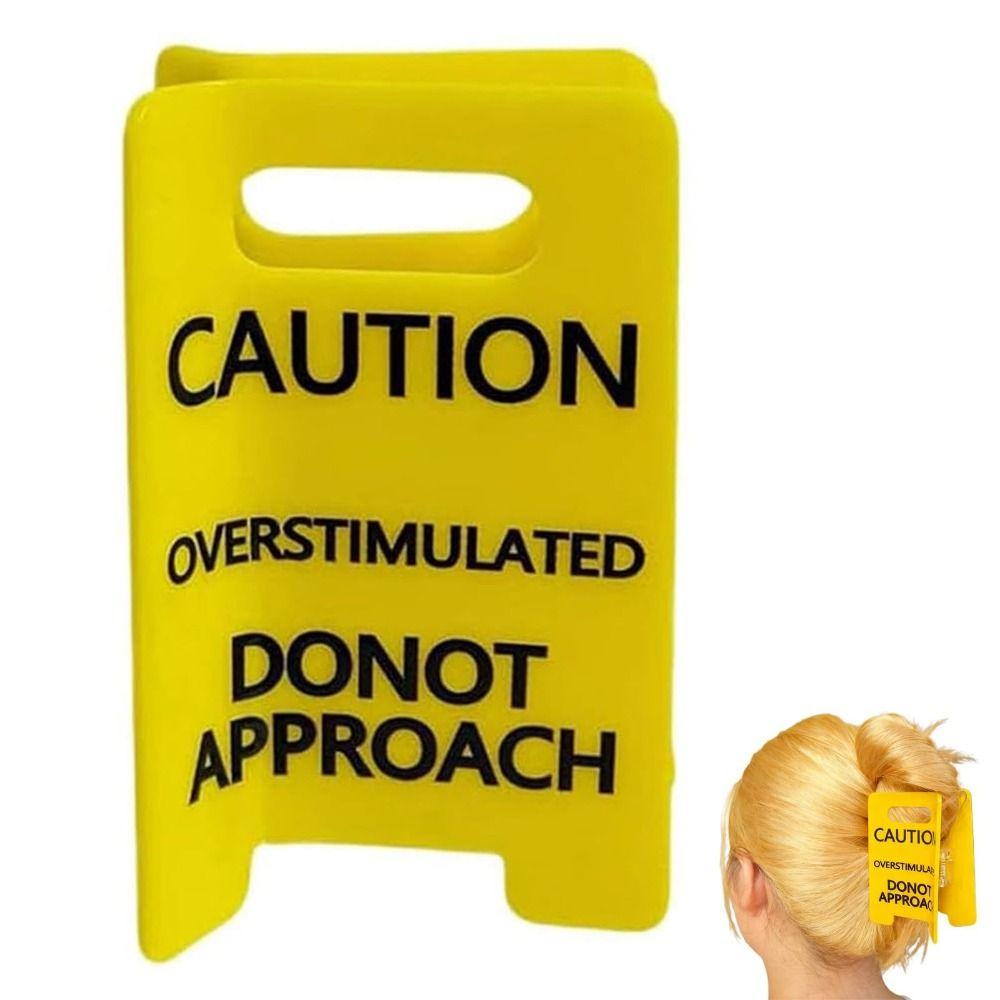 Strong Grip Overstimulated Hair Claw Clip Vibrant Yellow Warning Ponytail Holder  Thick Hair