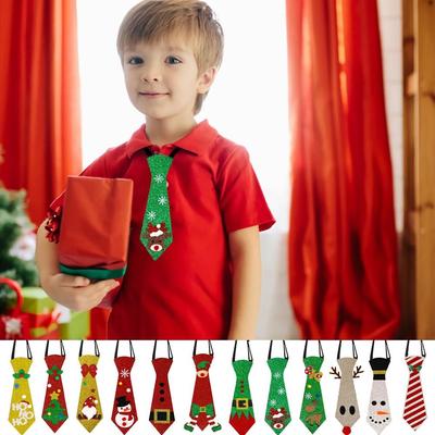 Creative 12 Types Felt Christmas Ties Adjustable Elastic Rope Christmas Tree Felt Tie Shiny Snowman Elk Tie Home