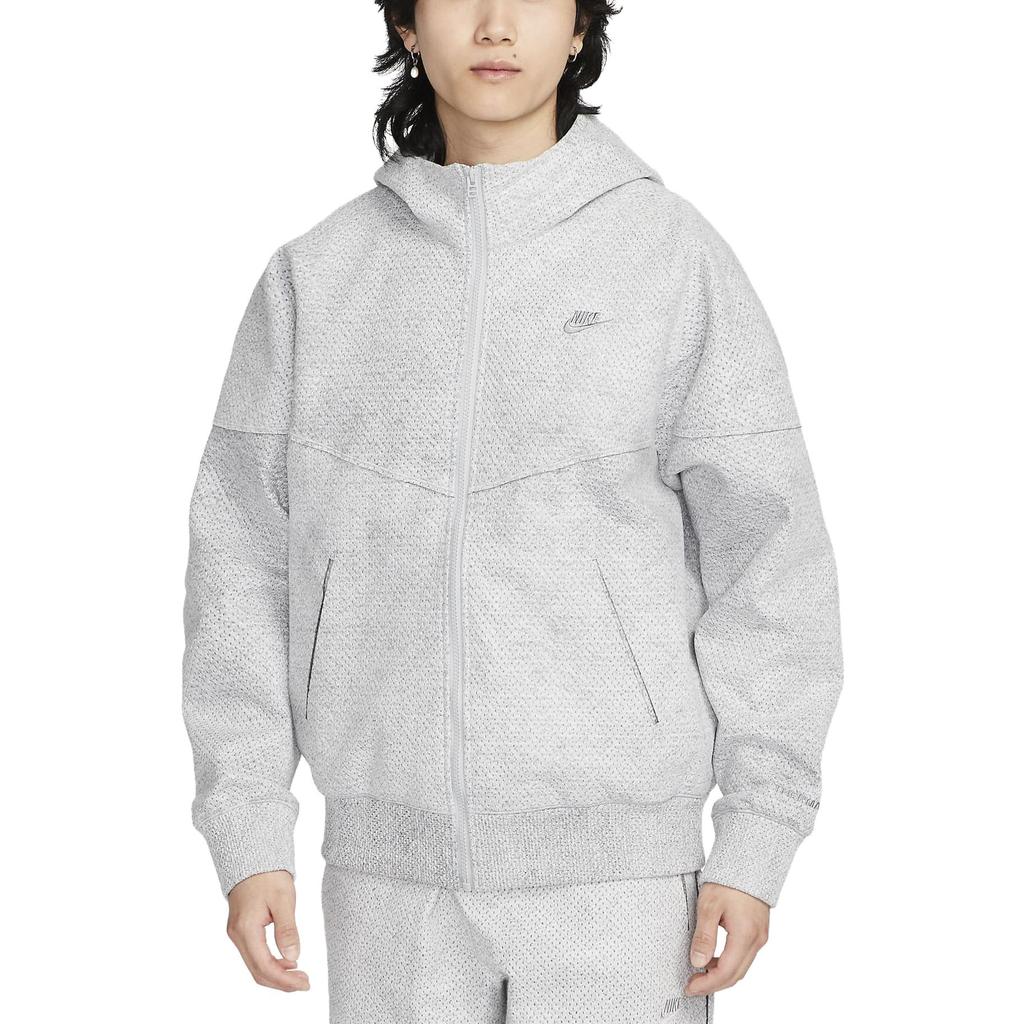 Nike SS23 Solid Logo Patchwork Zip-Up Hoodie Jacket Men jackets Smoke-Gray FB7414-077