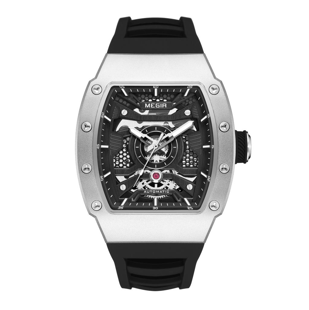 Megir Luxury Men's Automatic Mechanical Watch Waterproof Hollow Out Silicone Strap Sports Wristwatch Clock Reloj Hombre 8604