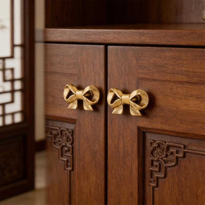 Simple Metal Cabinet Knob Drawer Pulls Bowknot Shape Furniture Decorative Handle for Kitchen Cupboard Wardrobe