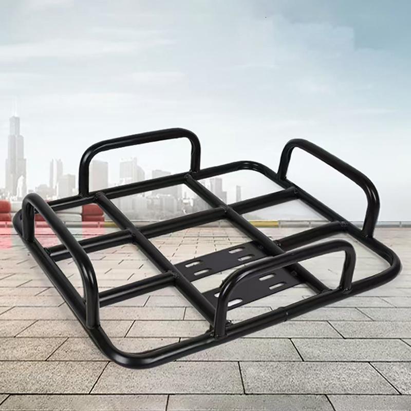 Essenslieferboxen-Gepäckträger Hinterer Gepäckträger Lade-Nahtloser Stahlrohr Universal für Motorrad Elektrofahrrad 53x43cm