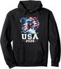 Patriotic American Flag Ice Hockey Gift Hockey Player Unisex Hooded Sweatshirt