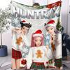 Cartoon K Pop Demon Hunters Theme Flannel Blanket Warmth Multifunctional Decorative Universal Blanket Christmas Warm Blankets