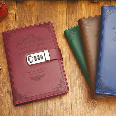 A5 Lockable Vintage Binder Notebook Thick Business Diary Journal