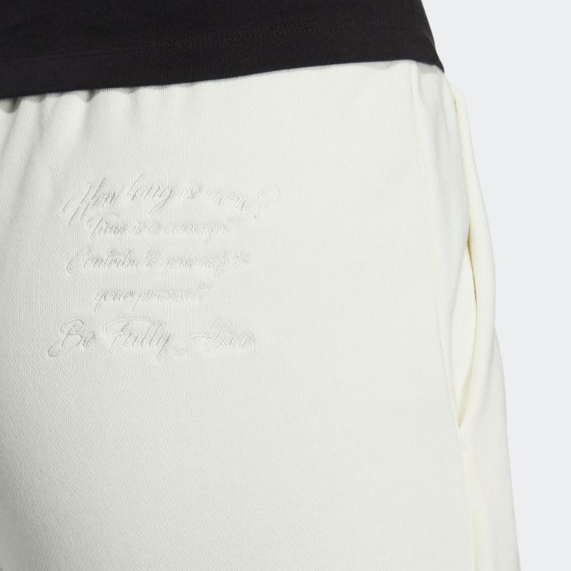 Adidas Originals Solid Color Printed Logo Straight Leg Elastic Waist Sports Pants Women Pants White HS9497