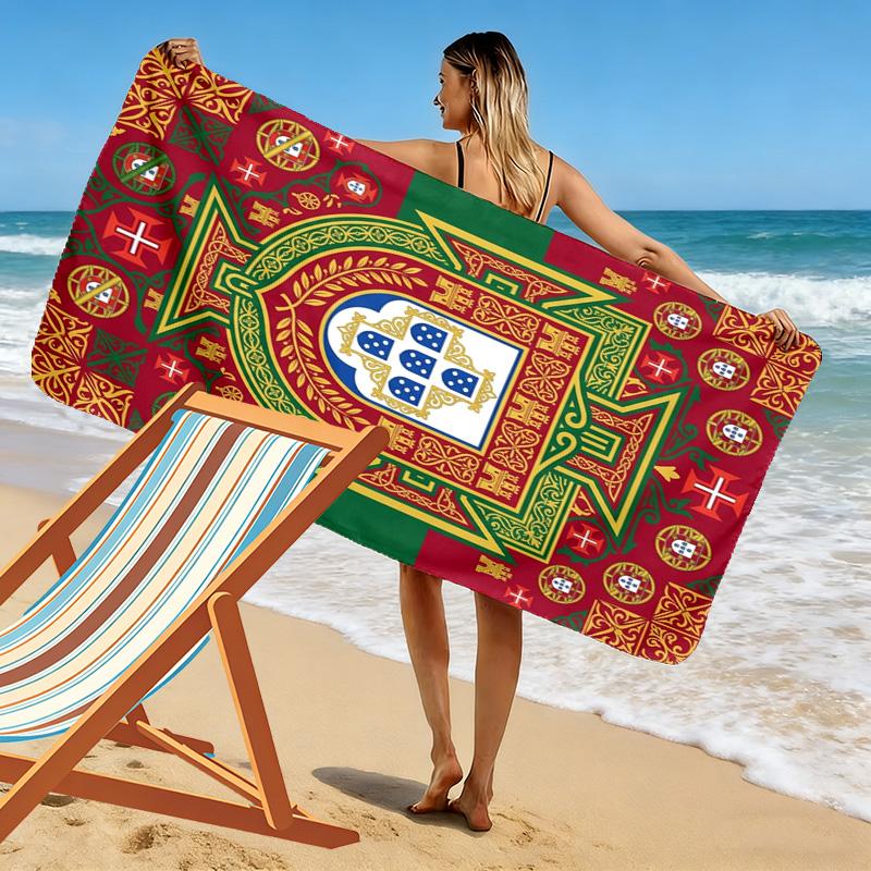 Portuguese Heritage Emblem Beach Towel Beach Towel for Vacation Photos Soft Absorbent Bath Towel Quick-drying Swim Towel Swim Beach