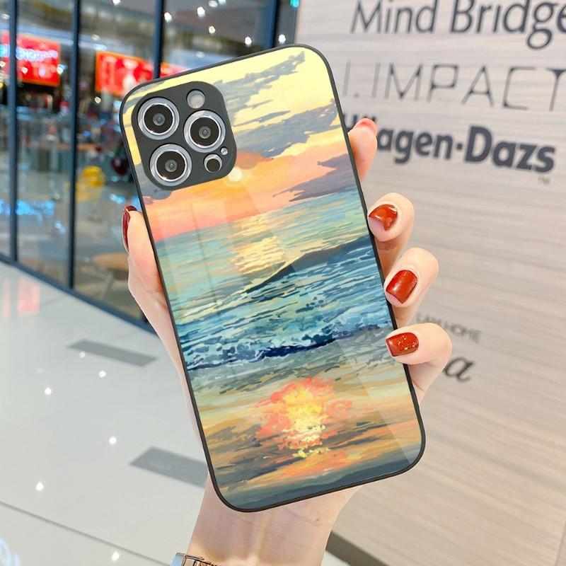 Cool Painting Art Phone Case For IPhone 14 13 12 11 Pro Max X XR XS 8 7 Plus Liquid Glass Color Phone Cover