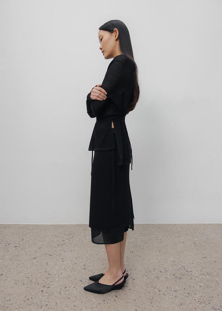 UMARMUNG Crinkled Linen Crewneck Pullover_Black