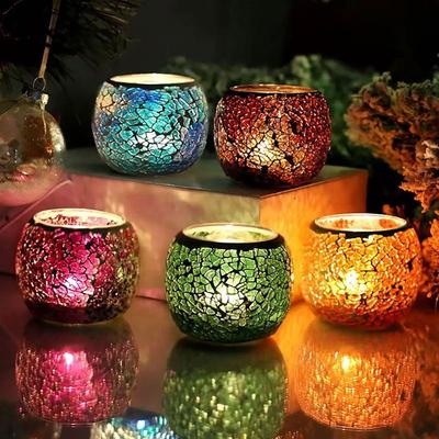European Style Glass Mosaic Candle Holder, Bar Decoration, Colored Glass Candle Holder Decoration, Creative Candle Cup Ornament