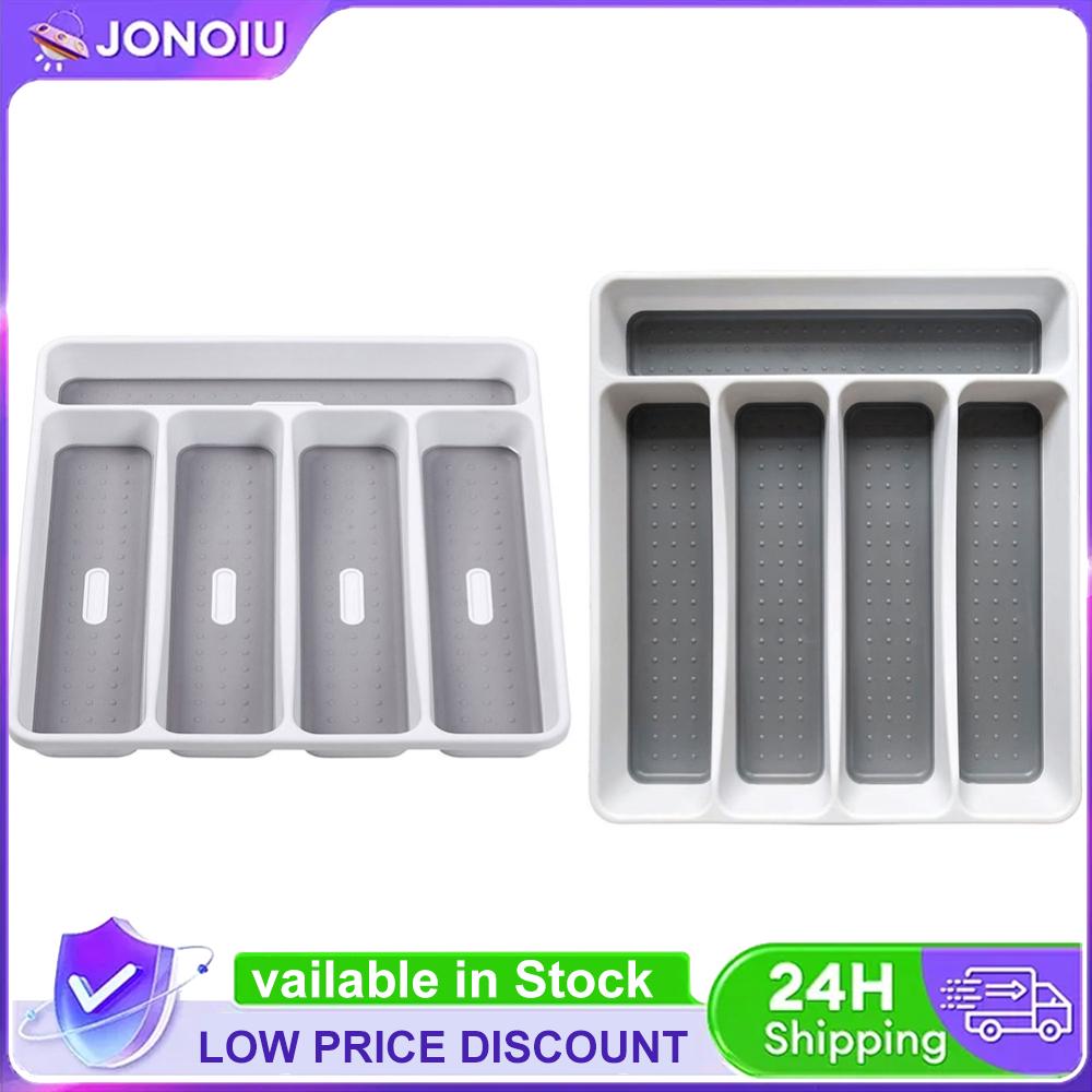 Flatware Tableware Silverware Drawer Organizer Non-Slip Utensil Organizer Plastic Cutlery Tray for Spoon and Fork