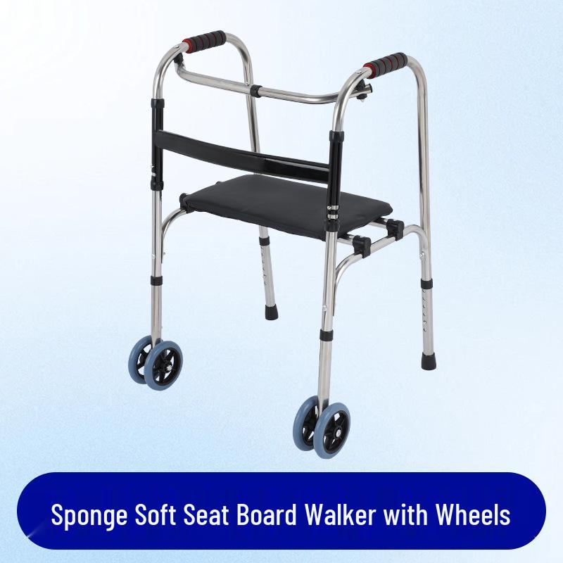 Folding Stainless Steel Walker & Cane Aid for Elderly