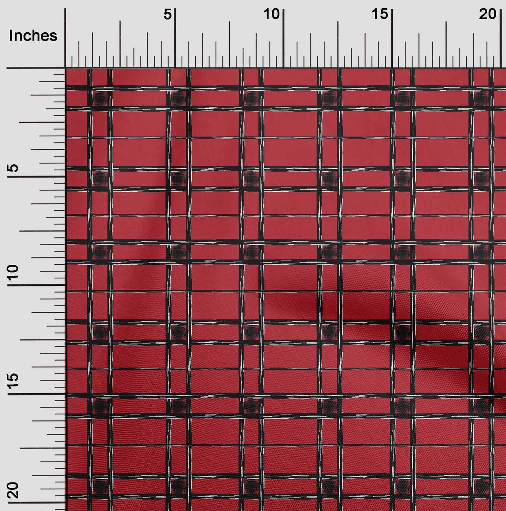 oneOone Cotton Flex Fabric Check Ikat Print Fabric By Yard 40 Inch Wide