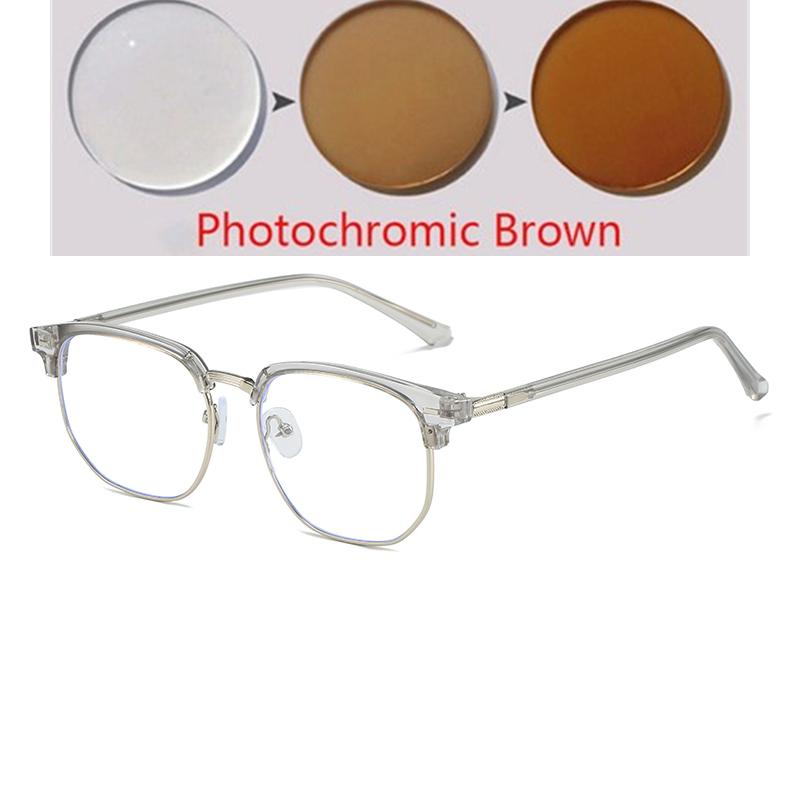 Eyebrow Frame Student Myopia Eyeglasses Finished Women Men Half Frame Square Short-sight Eyewear Prescription 0 -0.5 -0.75 To -6.0