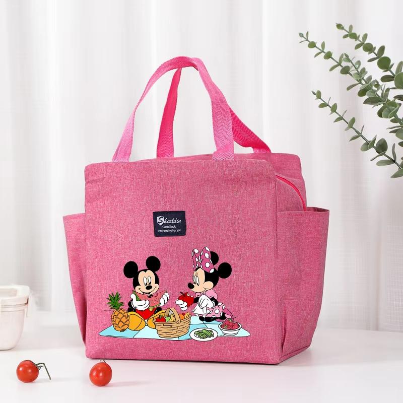 MINISO Mickey Mouse Portable Lunch Drink Carrier Insulated Bag Fresh Cooler Pouch Food Thermal Box Tote Picnic Container Bag