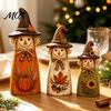 Rustic Autumn Table Decor 3Pcs Wooden Halloween Cat Tabletop Decor, Farmhouse Black Figurine Hand Painted Holiday Collectibles with Witch Hat,