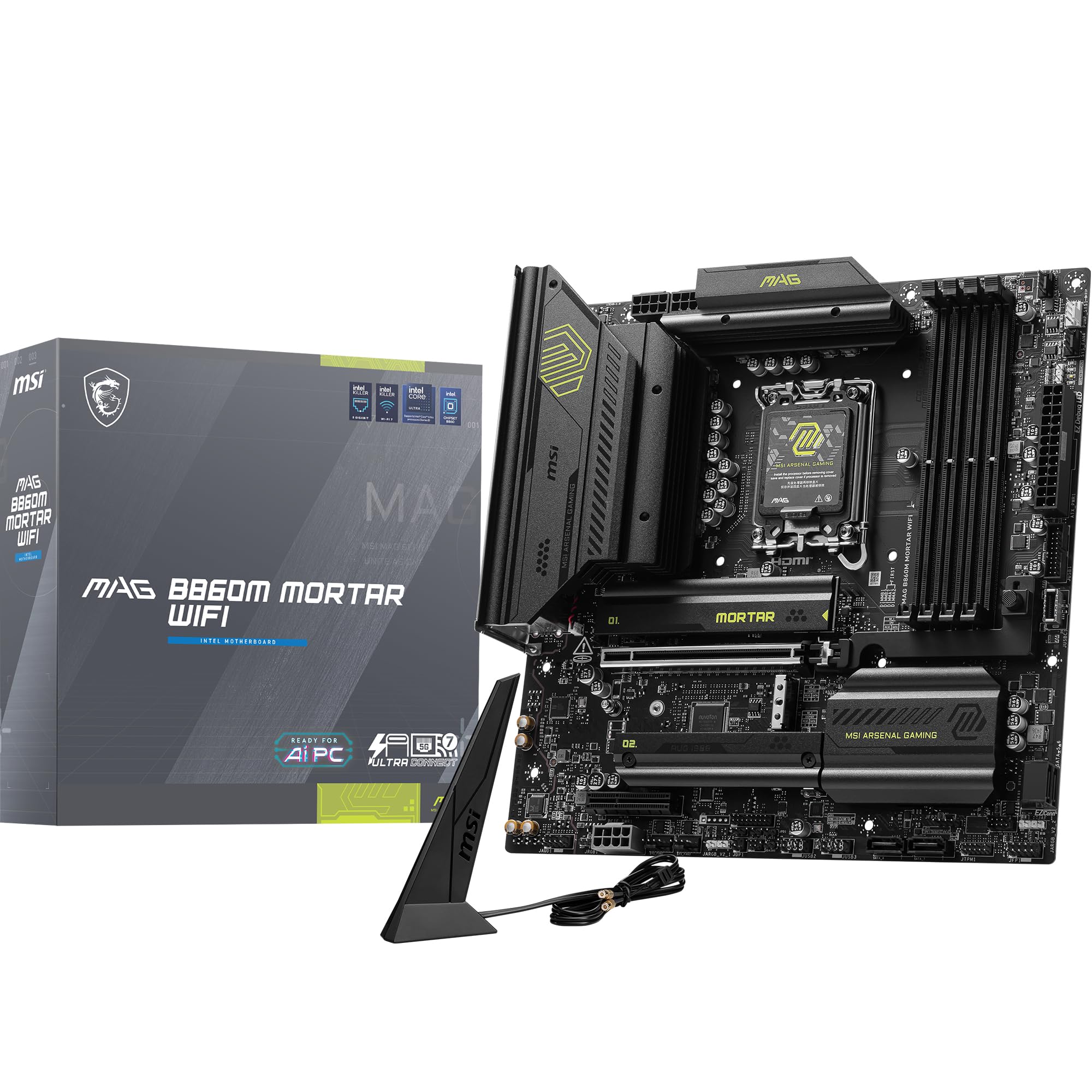 

MSI MAG B860M MORTAR WIFI Intel Core LGA1851 compatible Intel B860 chipset motherboard MB6682 Ultra(Series2) Micro-ATX чорний