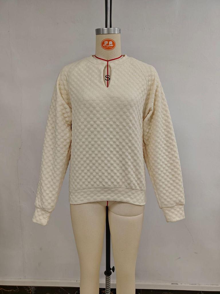 2025 Autumn/Winter Women's Solid Deep V-Neck Patchwork Long Sleeve Casual Sweatshirt