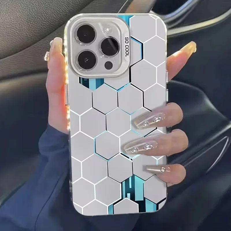 Fashion Technology Honeycomb Phone Case for Samsung Galaxy S24 S23 Ultra A14 A54 A55 5G A15 A53 A32 A52s S22 S21 FE Laser Cover