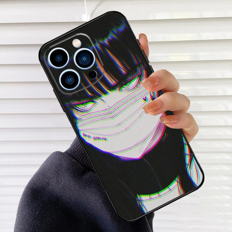 Anime Girl Mask Phone Case For iPhone 16 15 14 13 11 12 17 Pro Max mini 15 16 Plus 16e 17 Air Cover Fundas