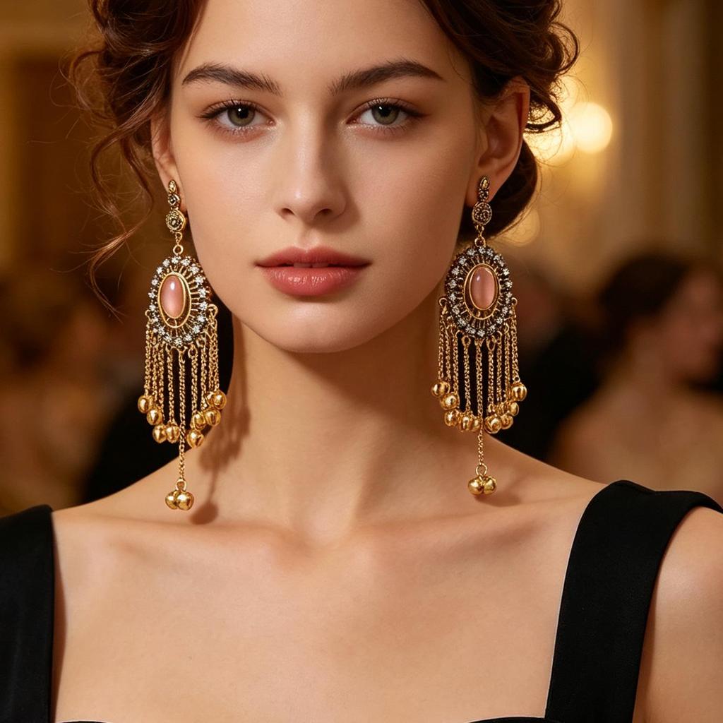 Indian Bohemian Rhinestone Tassel Earrings