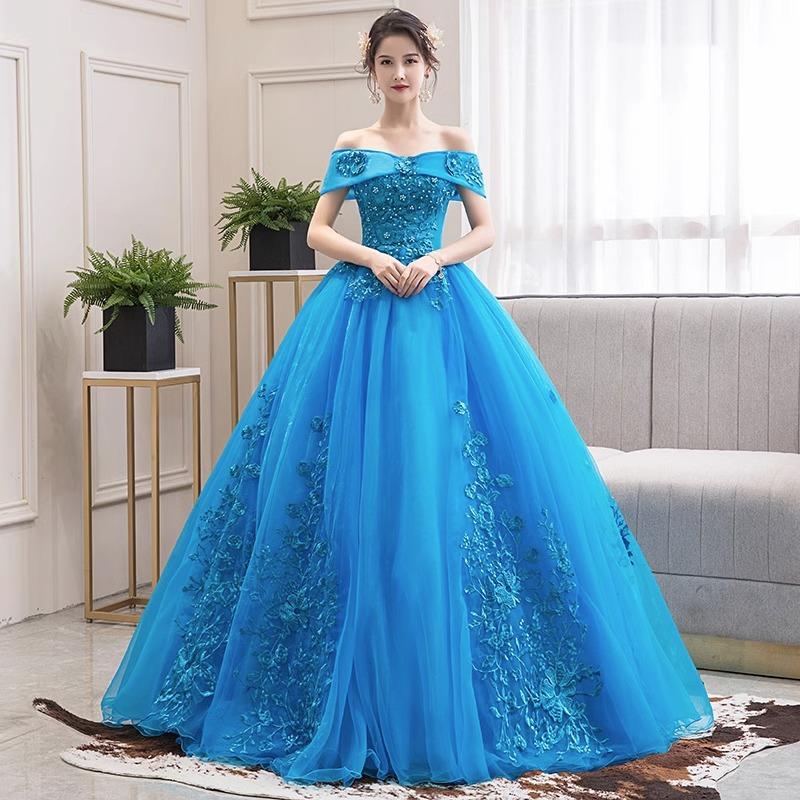 Students report performance art exam dress dance ** singing tutu skirt annual meeting host one-word shoulder long performance dress female