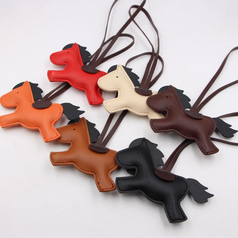 Pu Leather Horse Keychain With Strings Rope Fashion Bag Hanging Accessories Backpack Pendant Year Of The Horse Gift