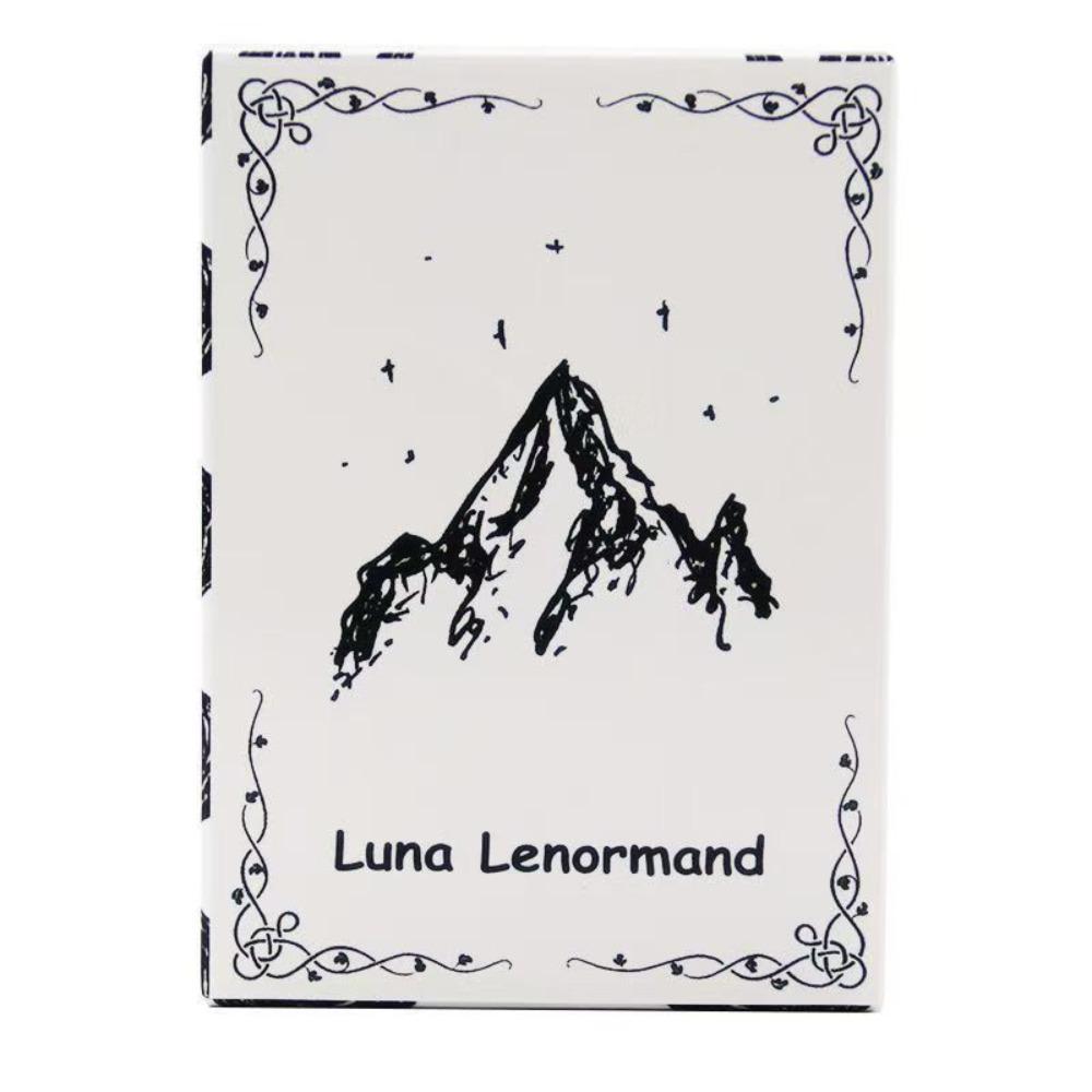 9*6cm Luna Lenormand Deck - 36 Minimalist Black and White Oracle Cards Hand-Drawn Sketch Style