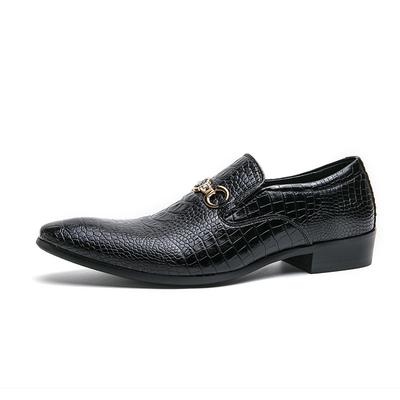Chelsea Snake Patterned Pointed Leather Shoes with Metal Buttons Men's Oxford Formal Shoes Fashionable Low Cut New Men's Shoes