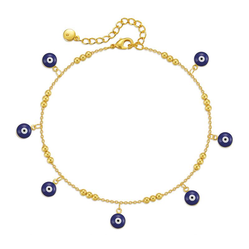 Vintage 18 Karat Vergoldetes Türkisches Auge Tropföl Knöchelarmband für Damen