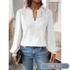 QICED Women's Fashion V-Neck Long Sleeve Casual Blouses & Shirts Casual Chic