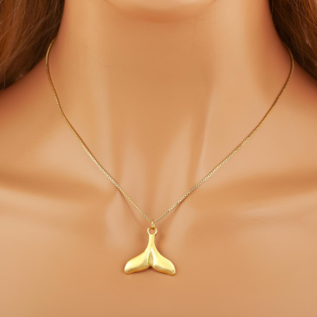 Nidin Hot Sale Original Design Mermaid Tail Shape Pendant Necklace For Women Female Fashion Versatile Chain Choker Jewelry Gifts