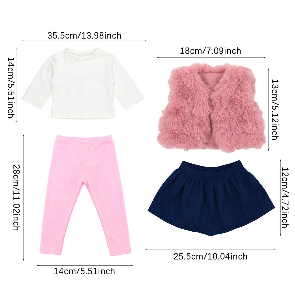 4Pcs Doll Clothes Skirts Vests Boots,Cute Daily Autumn/Winter Set For 43CM Baby Doll&18Inch American Doll Accessories,Girl Toys
