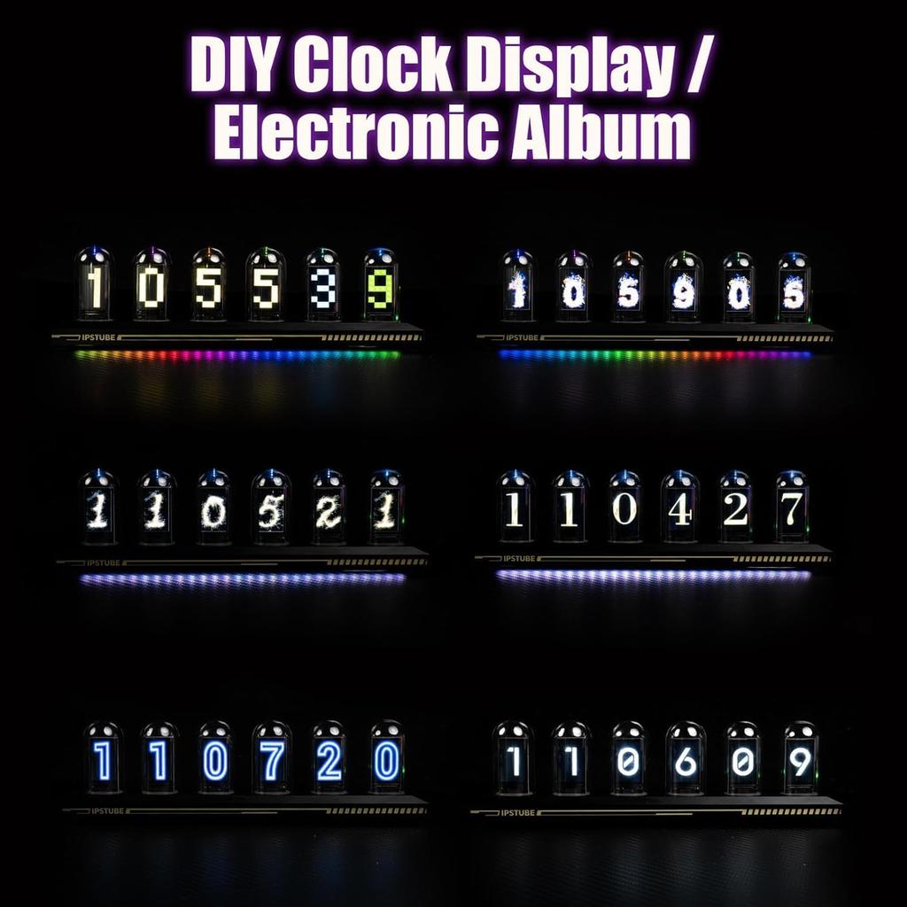 Smart RGB Nixie Tube Clock Night Light With Bluetooth APP DIY Digital Analog Glow Desktop Decoration Light For Gaming Home Decor