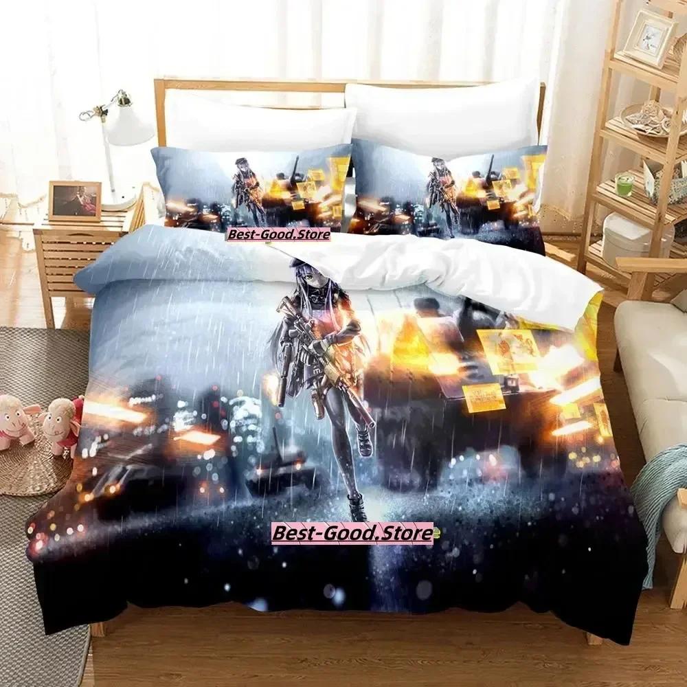 Spel Girls Frontline Anime Kawaii Tryckt Sängset Påslakan Örngott Sängkläder Sänglinne Lakan Täcke Drottning King Size